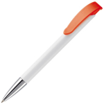 Witte plastic pen met details op de drukknop kleur oranje derde weergave