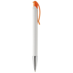 Witte plastic pen met details op de drukknop kleur oranje vijfde weergave