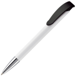 Witte plastic pen met details op de drukknop kleur wit/zwart derde weergave