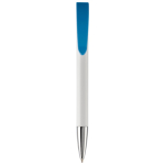 Witte plastic pen met details op de drukknop kleur wit/blauw tweede weergave