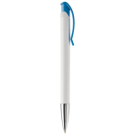 Witte plastic pen met details op de drukknop kleur wit/blauw vijfde weergave