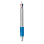Multifunctionele pen 4-in-1 met gekleurde grip kleur blauw tweede weergave