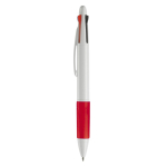 Multifunctionele pen 4-in-1 met gekleurde grip kleur rood