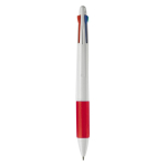 Multifunctionele pen 4-in-1 met gekleurde grip kleur rood tweede weergave