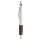 Multifunctionele pen 4-in-1 met gekleurde grip kleur wit/zwart