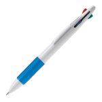 Multifunctionele pen 4-in-1 met gekleurde grip kleur wit/blauw derde weergave