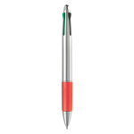 Multifunctionele pen 4-in-1 met gekleurde grip kleur donkerrood vierde weergave