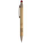 Bamboe en tarwestro pen met gekleurde stylus kleur rood