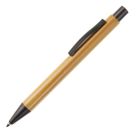Bamboe pen met metalen clip en jumbo vulling met blauwe inkt kleur naturel