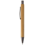 Bamboe pen met metalen clip en jumbo vulling met blauwe inkt kleur naturel derde weergave