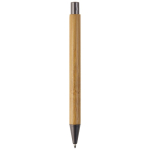 Bamboe pen met metalen clip en jumbo vulling met blauwe inkt kleur naturel vierde weergave
