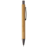 Bamboe pen met metalen clip en jumbo vulling met blauwe inkt kleur naturel vijfde weergave