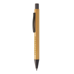 Bamboe pen met metalen clip en jumbo vulling met blauwe inkt