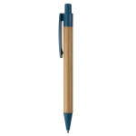 Bamboe en tarwestro pen met gekleurde details kleur blauw