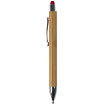 Bamboe pen met gekleurde stylus voor touchscreen kleur rood