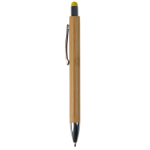 Bamboe pen met gekleurde stylus voor touchscreen kleur geel