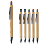 Bamboe pen met gekleurde stylus voor touchscreen
