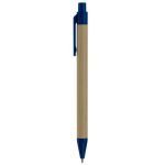 Pen gemaakt van gerecycled papier met drukknop en gekleurde punt kleur blauw