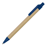 Pen gemaakt van gerecycled papier met drukknop en gekleurde punt kleur blauw derde weergave