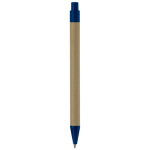 Pen gemaakt van gerecycled papier met drukknop en gekleurde punt kleur blauw vierde weergave