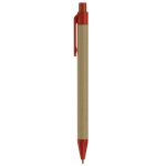 Pen gemaakt van gerecycled papier met drukknop en gekleurde punt kleur rood