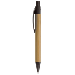 Ecologische pen gemaakt van bamboe met bladvormige clip kleur zwart