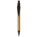 Ecologische pen gemaakt van bamboe met bladvormige clip kleur zwart tweede weergave