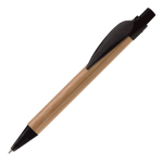 Ecologische pen gemaakt van bamboe met bladvormige clip kleur zwart derde weergave