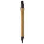 Ecologische pen gemaakt van bamboe met bladvormige clip kleur zwart vierde weergave