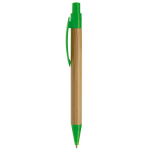 Ecologische pen gemaakt van bamboe met bladvormige clip kleur limoen groen