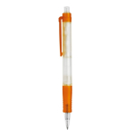 Transparante pen van biologisch afbreekbaar materiaal met kleurdetails kleur oranje
