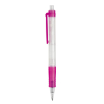 Transparante pen van biologisch afbreekbaar materiaal met kleurdetails kleur roze