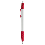 Witte pen met gekleurde details en getextureerde grip kleur rood