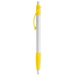Witte pen met gekleurde details en getextureerde grip kleur geel