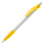 Witte pen met gekleurde details en getextureerde grip kleur geel derde weergave