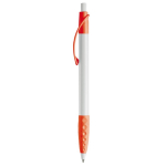 Witte pen met gekleurde details en getextureerde grip kleur oranje