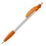 Witte pen met gekleurde details en getextureerde grip kleur oranje derde weergave