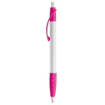 Witte pen met gekleurde details en getextureerde grip kleur roze