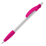Witte pen met gekleurde details en getextureerde grip kleur roze derde weergave
