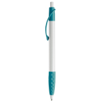 Witte pen met gekleurde details en getextureerde grip kleur turkoois
