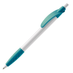 Witte pen met gekleurde details en getextureerde grip kleur turkoois derde weergave