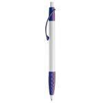 Witte pen met gekleurde details en getextureerde grip kleur paars
