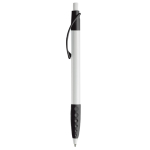 Witte pen met gekleurde details en getextureerde grip kleur wit/zwart