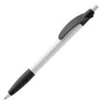 Witte pen met gekleurde details en getextureerde grip kleur wit/zwart derde weergave