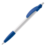 Witte pen met gekleurde details en getextureerde grip kleur koningsblauw derde weergave