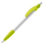 Witte pen met gekleurde details en getextureerde grip kleur lichtgroen derde weergave