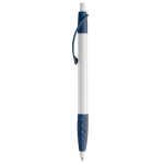 Witte pen met gekleurde details en getextureerde grip kleur donkerblauw