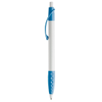 Witte pen met gekleurde details en getextureerde grip kleur lichtblauw
