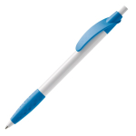 Witte pen met gekleurde details en getextureerde grip kleur lichtblauw derde weergave