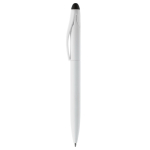Plastic draaipen met zwarte stylus kleur wit/zwart